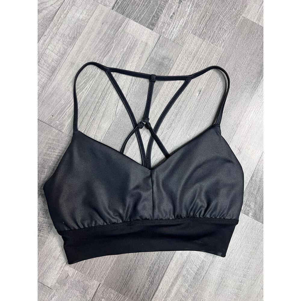 Alo Yoga Sports Bra Womens Small Black Strappy Back Yoga Activewear